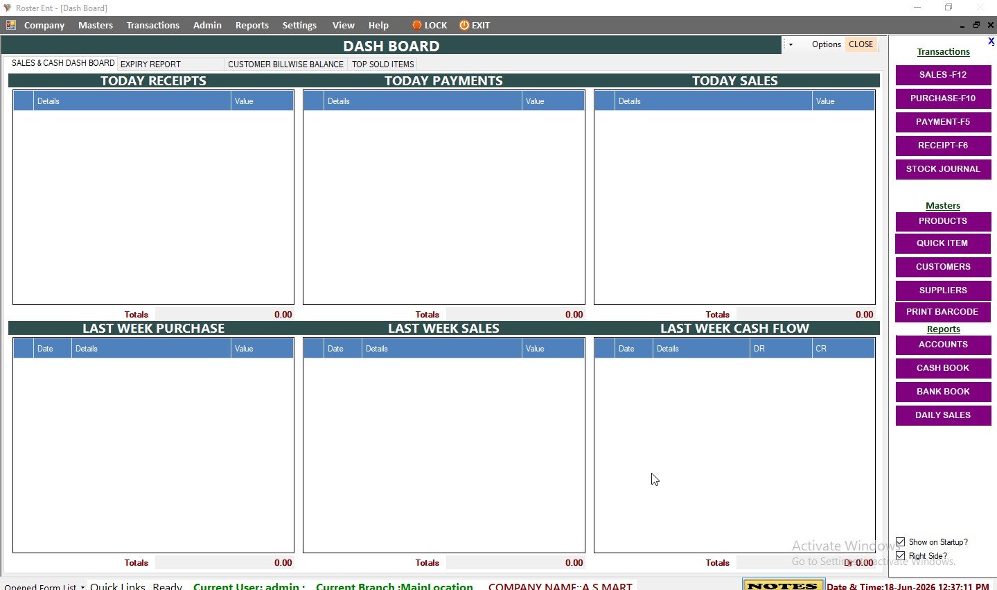 Roster online billing dashboard